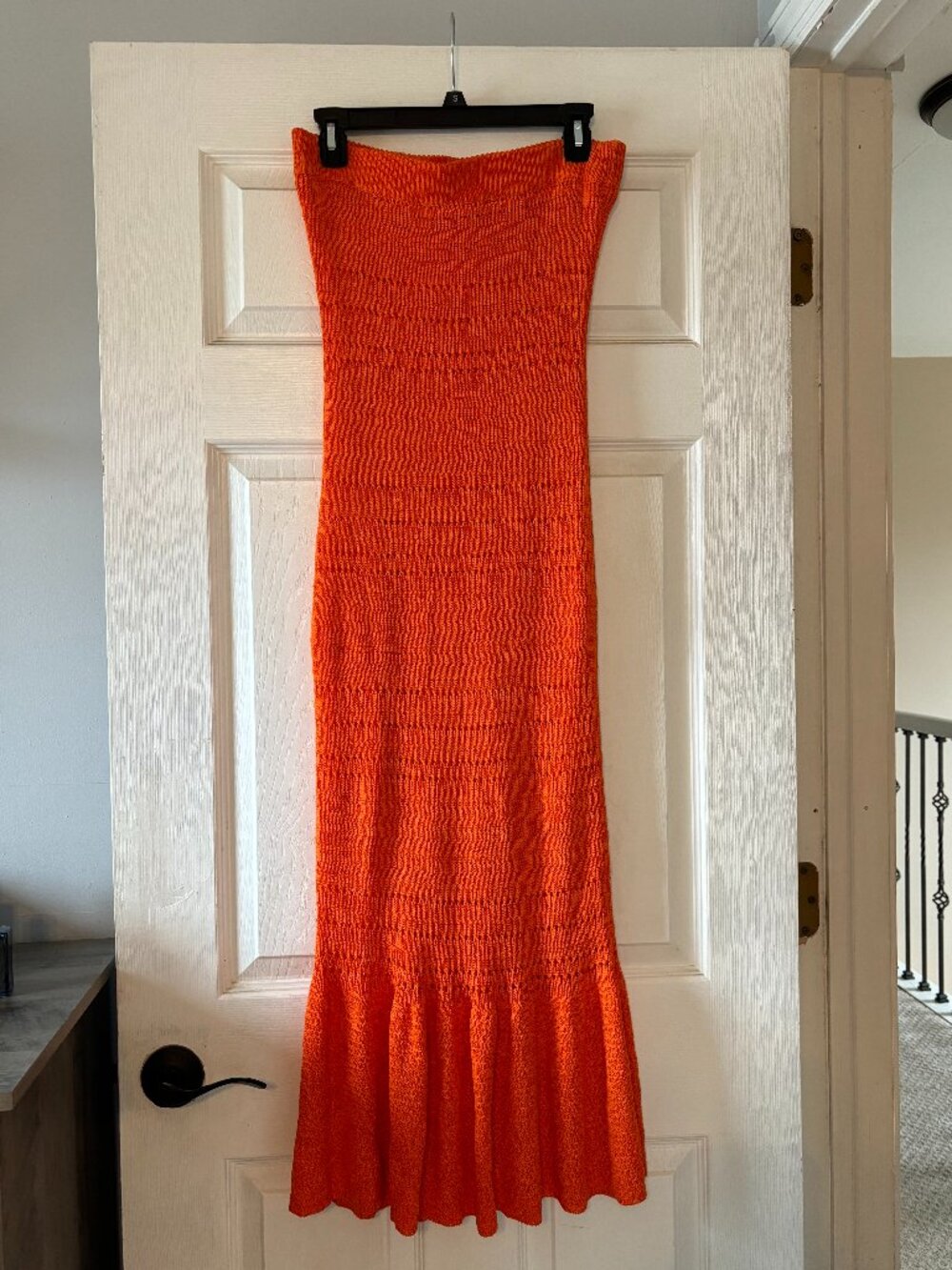 Lulus Orange Knit Strapless Midi Dress size Medium